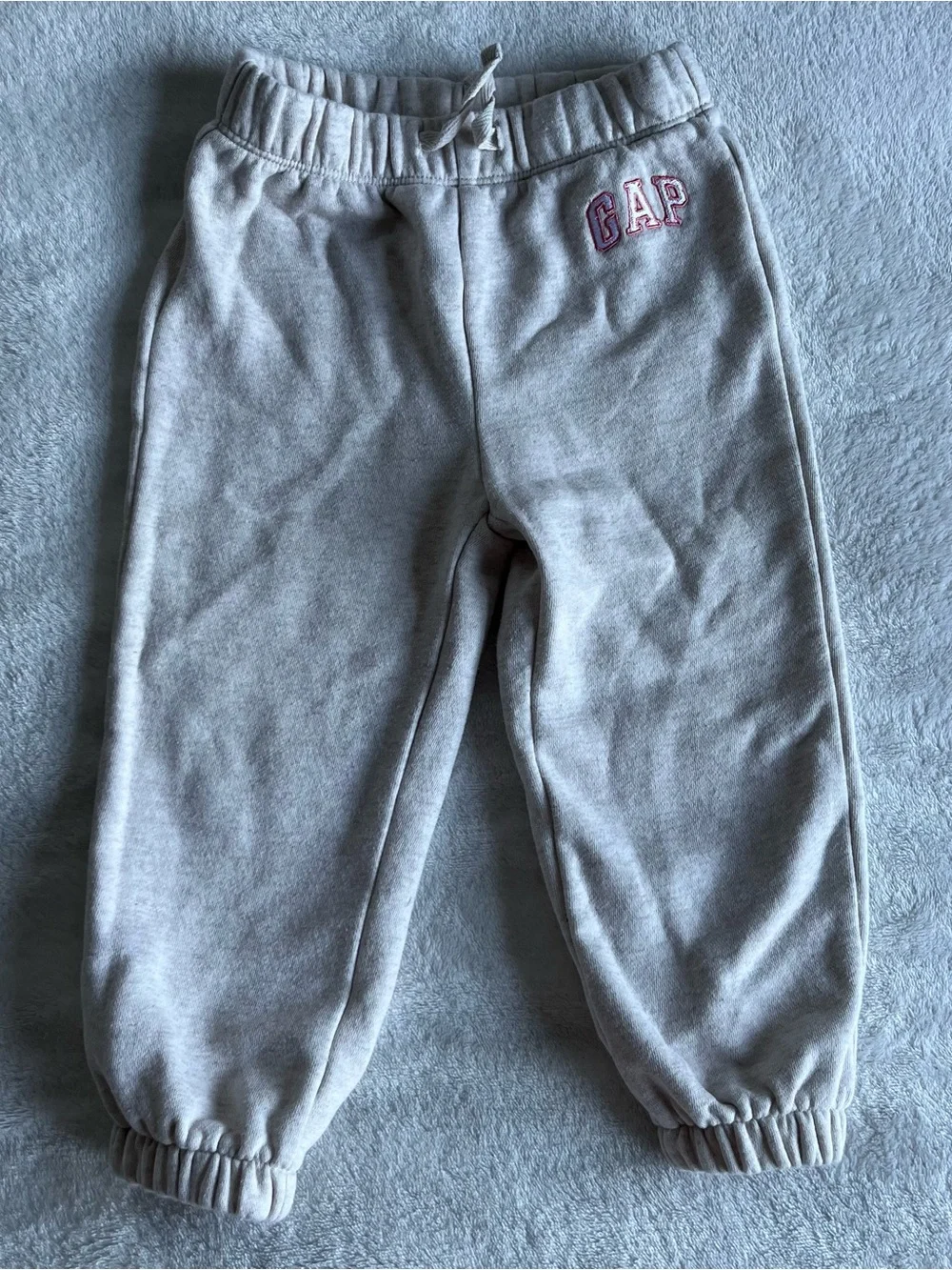 GAP 2T Baby Toddler Light Tan Kids Fleece Joggers with Pink Logo